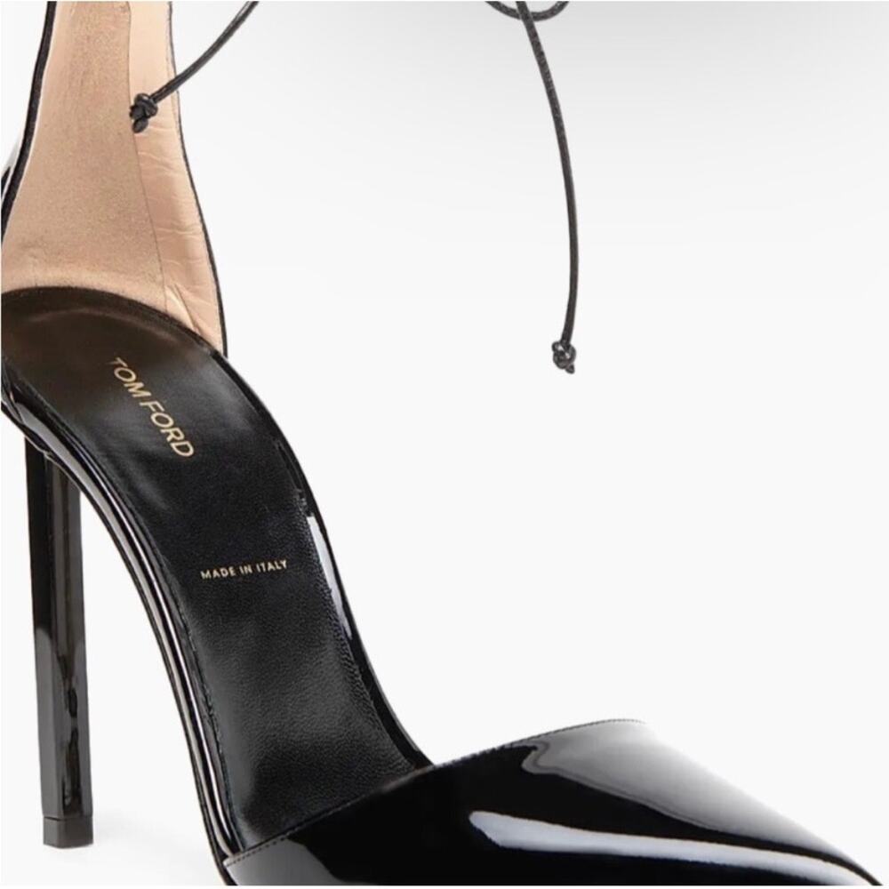 Tom Ford Black Patent Leather Women ankle tie 105 mm pumps size 41 made Italy - Picture 15 of 16